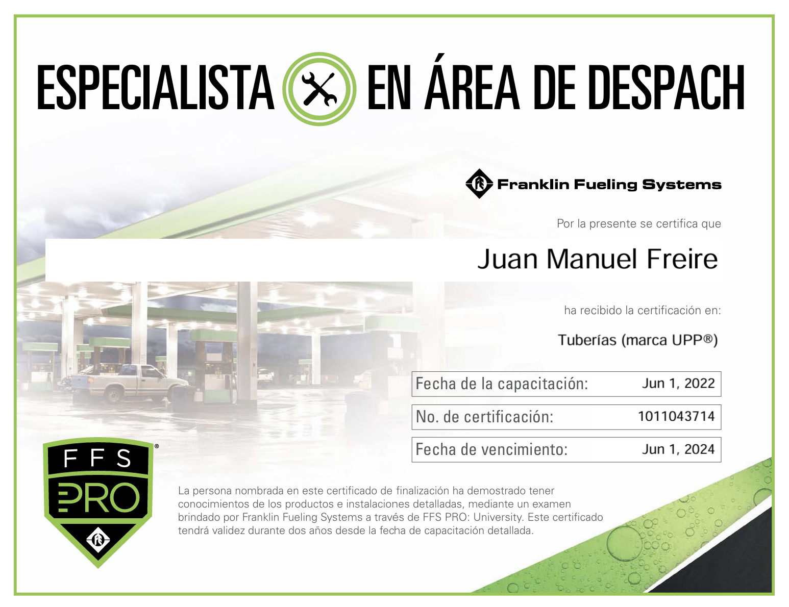 Certificado Técnico Wayne